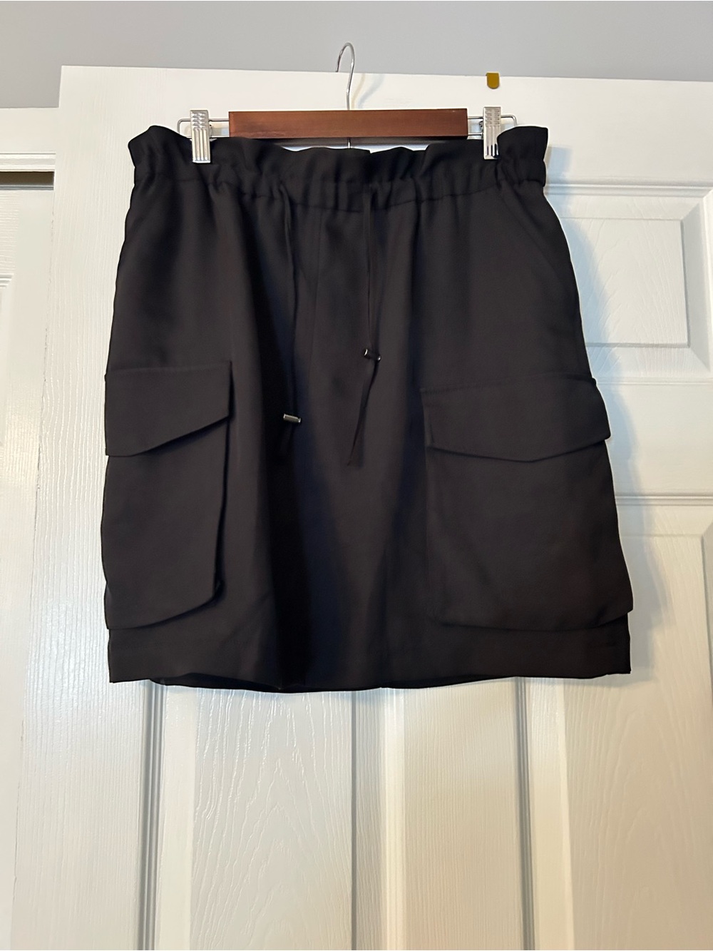 Express Black Cargo Drawstring Paperbag Waist Mini Skirt Size Medium